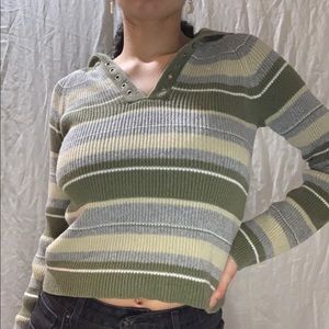 Green striped sweater